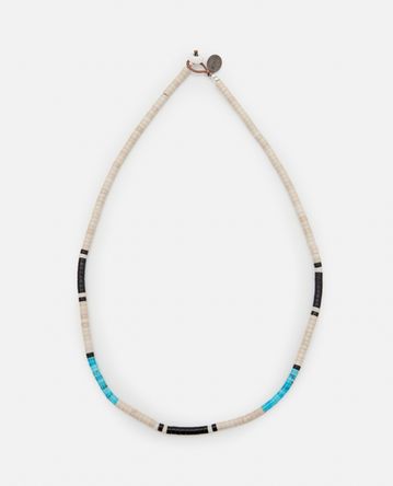 Mikia - FOSSIL JASPER  AND TURQUOISE HEISHI NECKLACE
