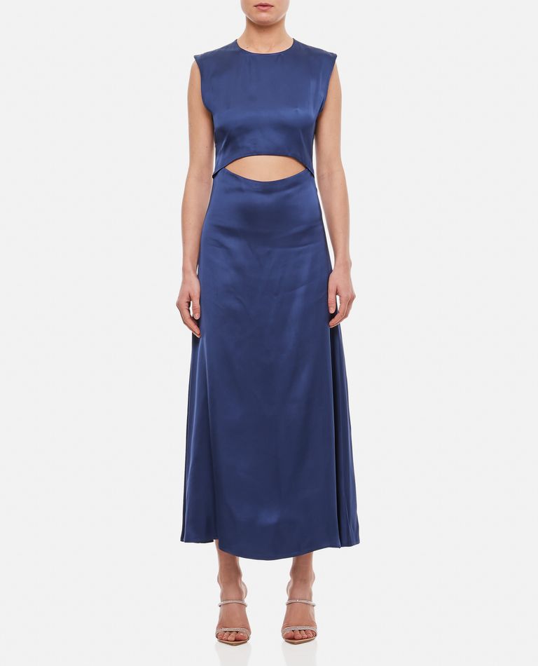 Shop Loulou Studio Copan Viscose Satin Dress In Blue