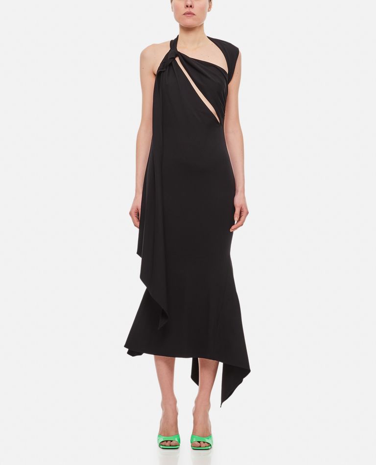 ASYMMETRIC JERSEY MIDI DRESS