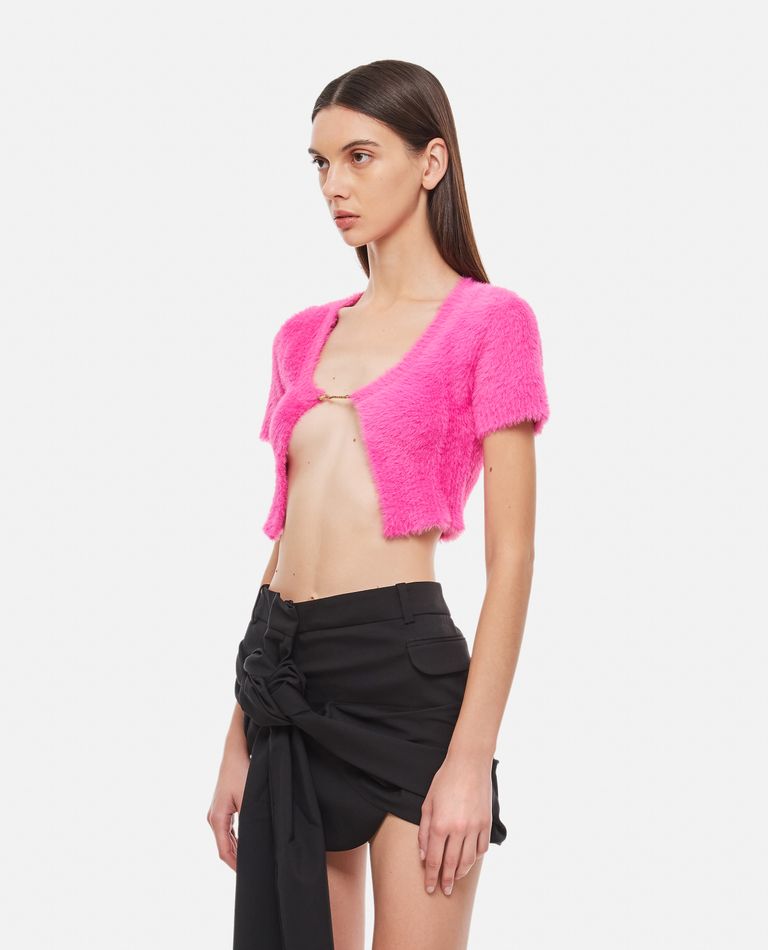 Shop Jacquemus La Maille Neve Short Sleeves Top In Rose