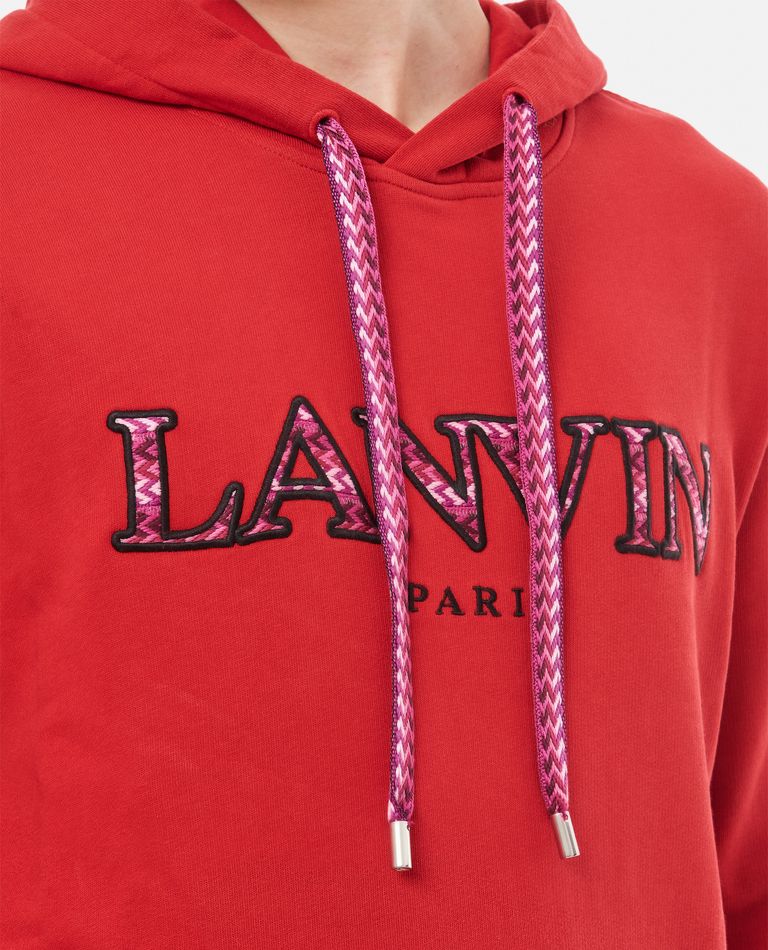 Shop Lanvin "curb" Embroided Hoodie In Red