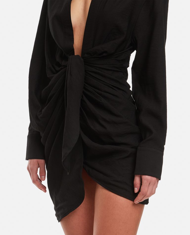Shop Jacquemus La Robe Bahia Viscose Mini Dress In Black