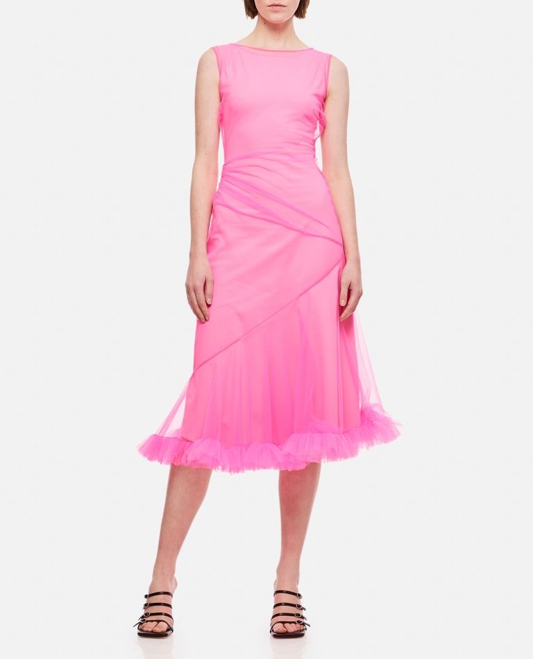 Molly Goddard Jaz Ruffle-trim Tulle Midi Dress In Rose