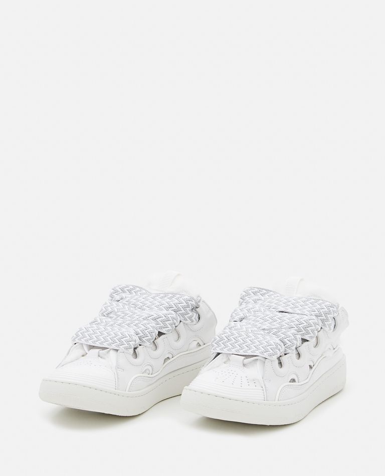 Shop Lanvin Curb Leather Mules In White