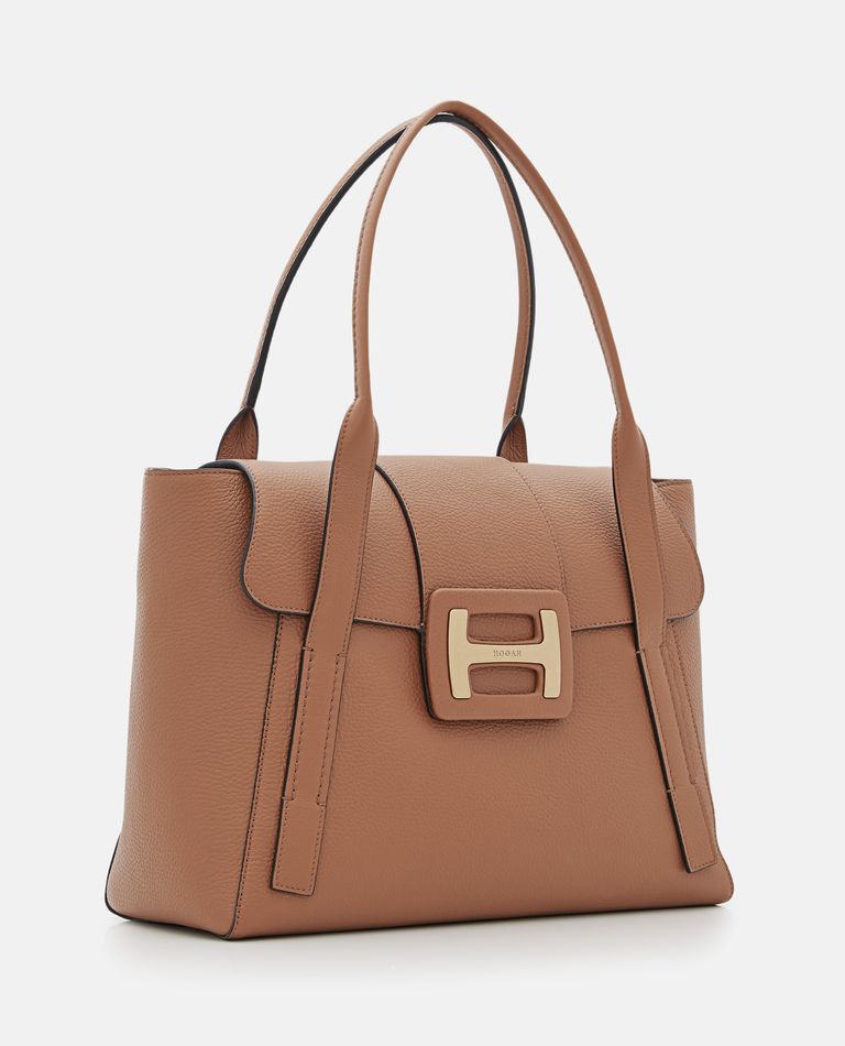 Hogan Brown Shopping H-bag In Beige