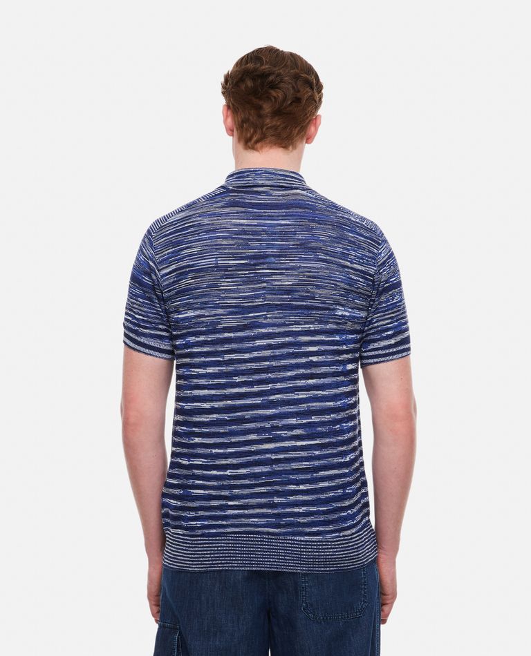 Tシャツ・カットソー MISSONI Men Polo Shirts US24SL0J BJ00E5S72EQ BLUE $370 Missoni Men's Blue Multicolor Short Sleeve Polo Shirt