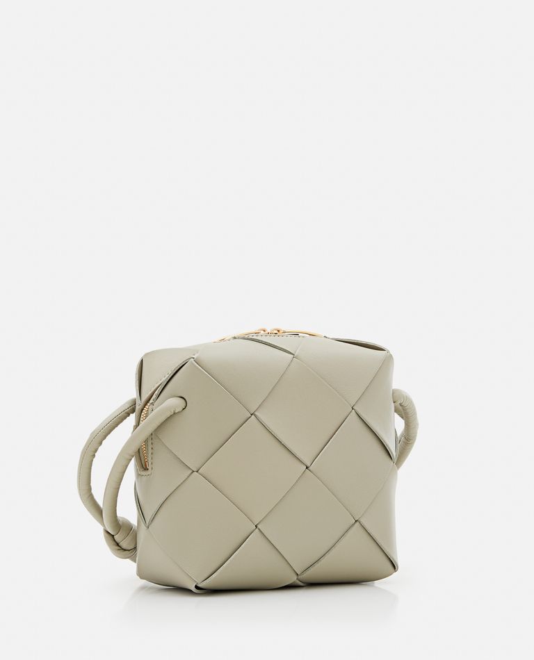 Bottega Veneta Mini Cassette Leather Camera Bag In Beige