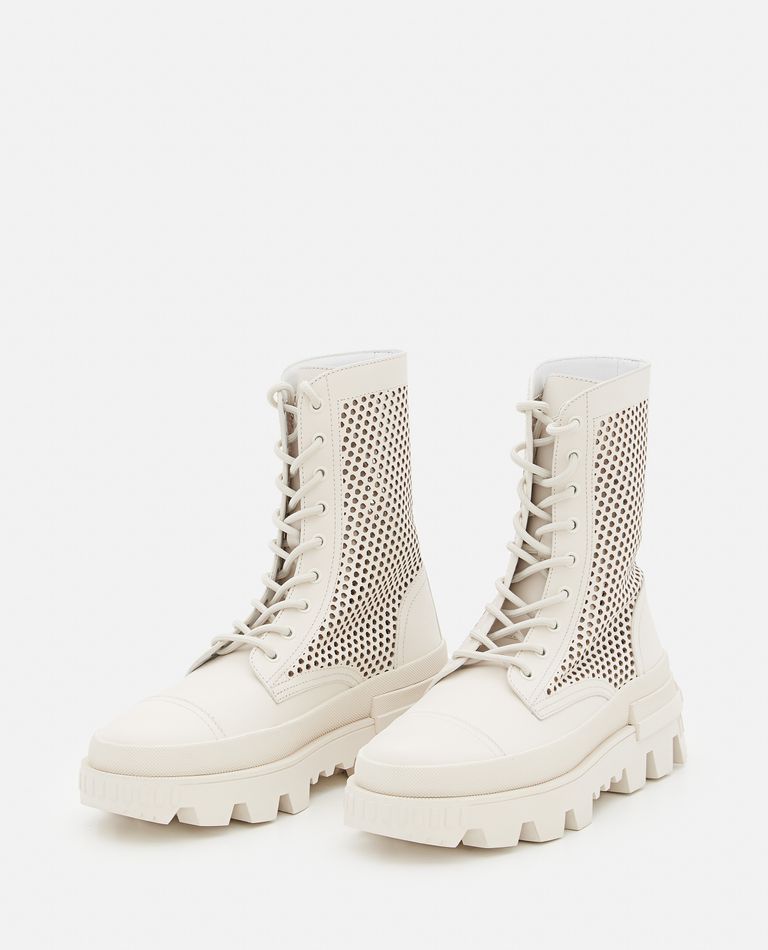 Shop Moncler Carinne Leather Boots In White