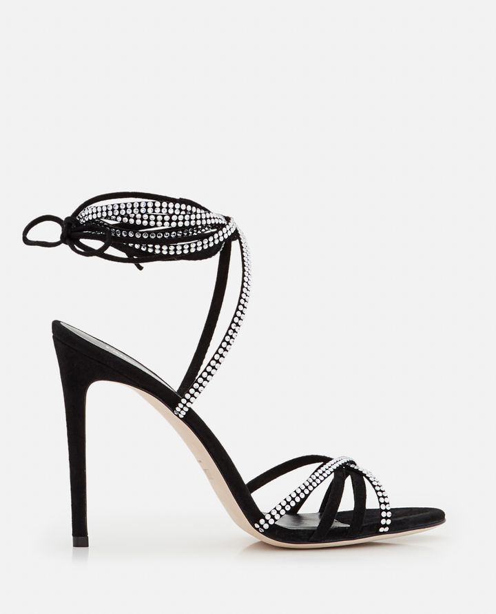 Paris Texas - 105MM HOLLY NICOLE LACE UP SUEDE AND CRYSTAL SANDALS_1