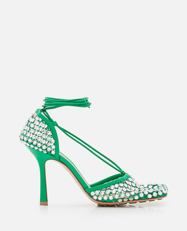 Bottega Veneta  ,  Net Crystals Sandals  ,  Green 38,5
