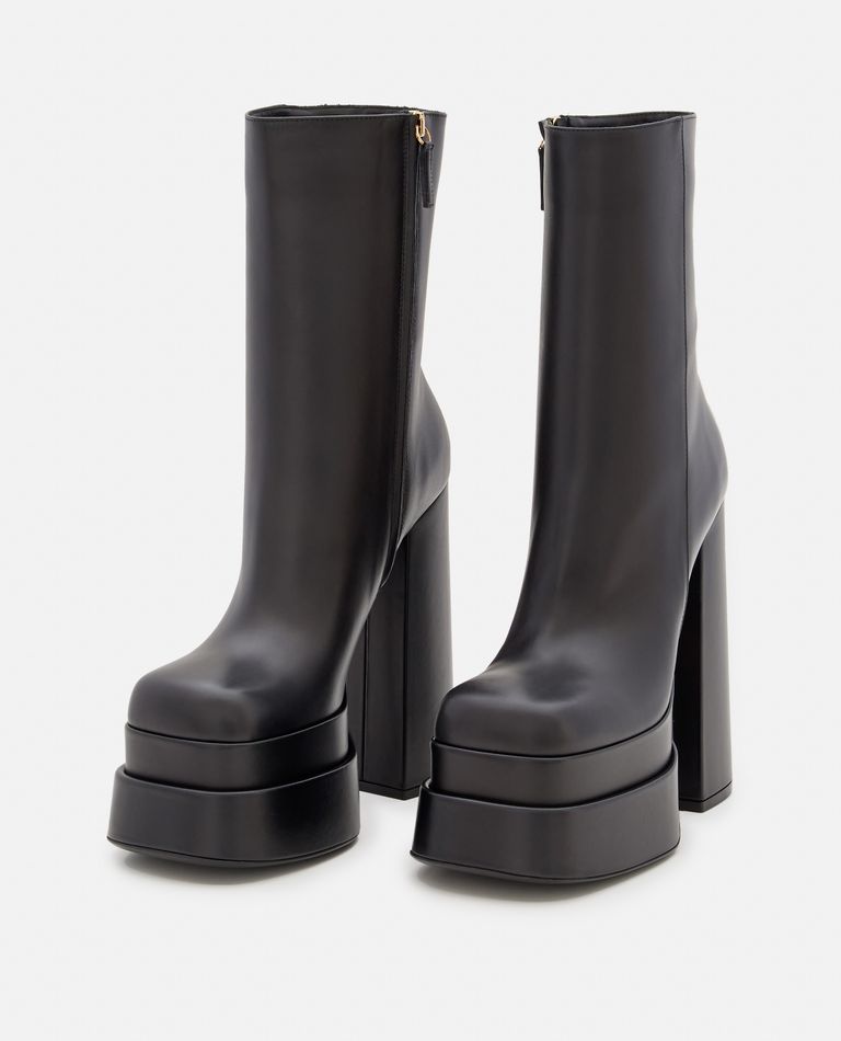 VERSACE LEATHER ANKLE BOOTS