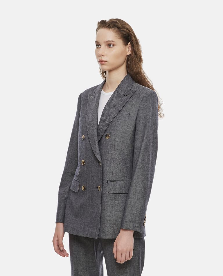Shop Max Mara Vacillo Wool Double-breasted Jacket In Grey