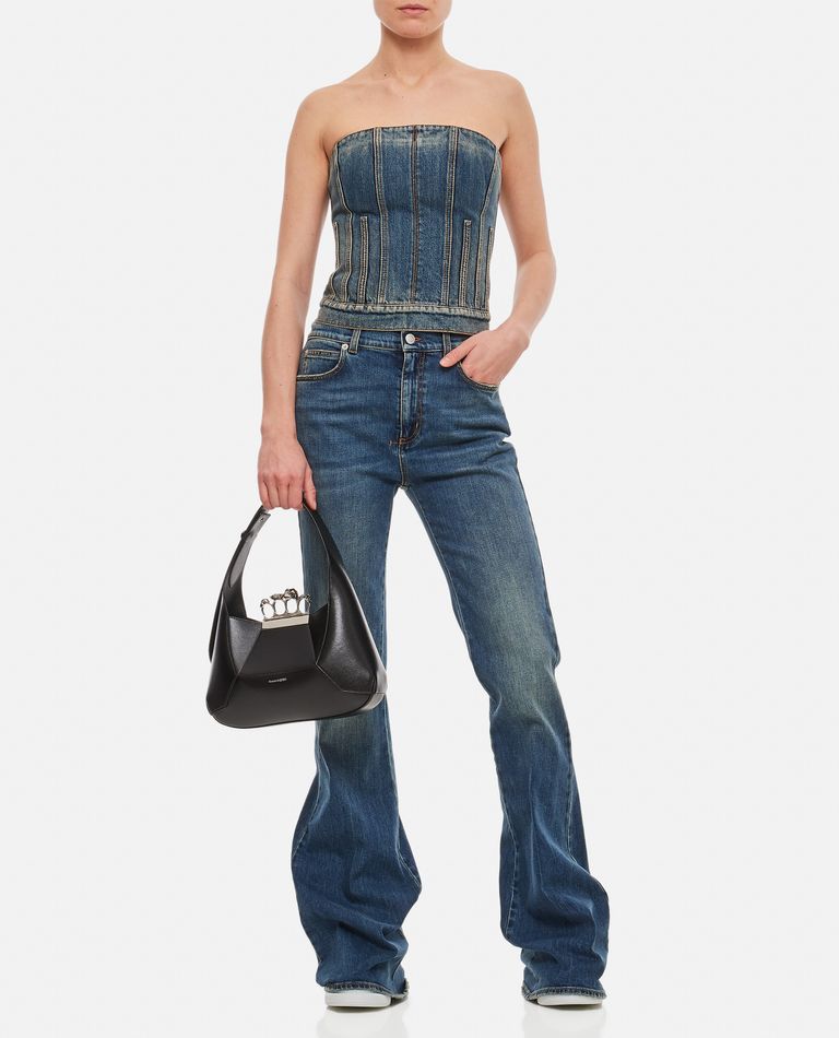 Shop Alexander Mcqueen Denim Corset Top In Blue