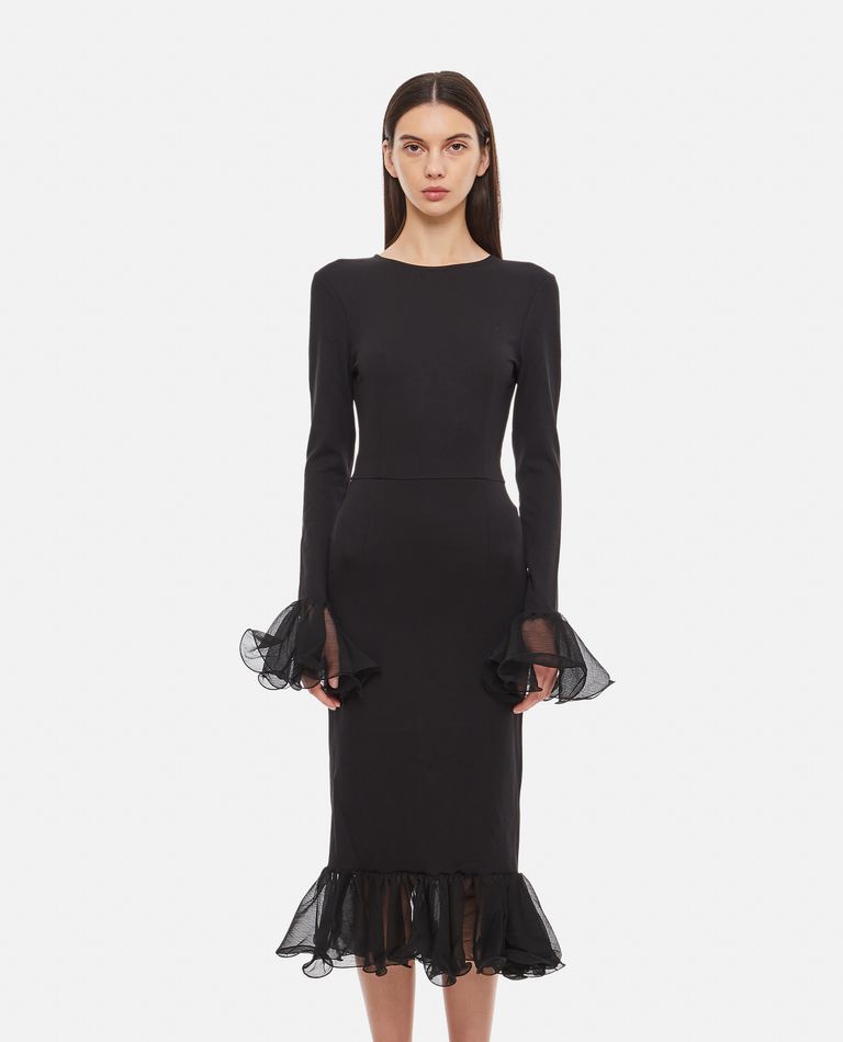 Rotate Birger Christensen  ,  Long-sleeve Jersey Dress With Frills  ,  Black 38