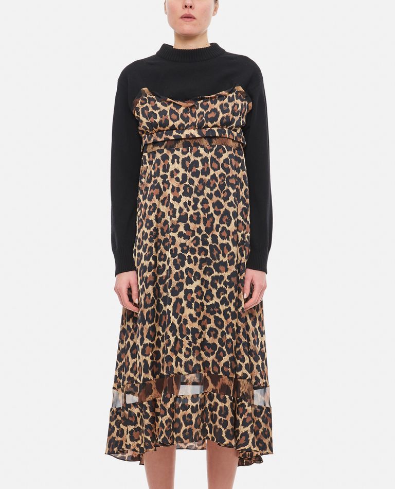 Sacai  ,  Leopard Print X Knit Dress  ,  Beige 1