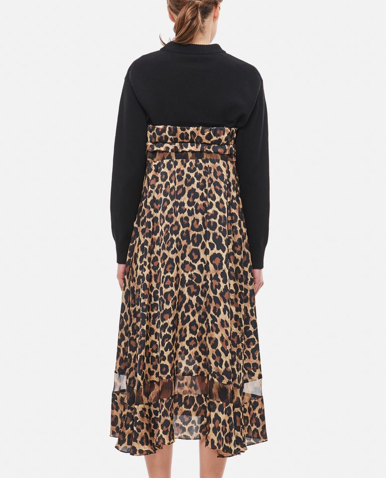 Sacai  ,  Leopard Print X Knit Dress  ,  Beige 1