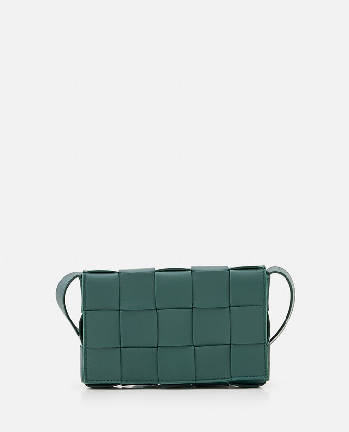 Cassette Mini Leather Crossbody Bag in Green - Bottega Veneta