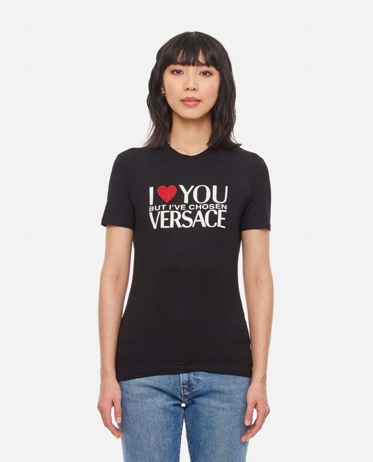 Versace  ,  I Love You Jersey T-shirt  ,  Black 42