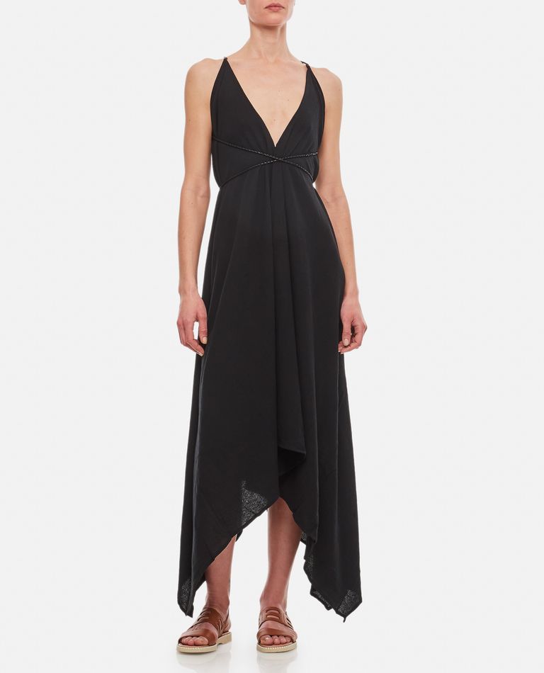 YATZIL COTTON MAXI DRESS WITH WOVEN LEATHER STRAPS