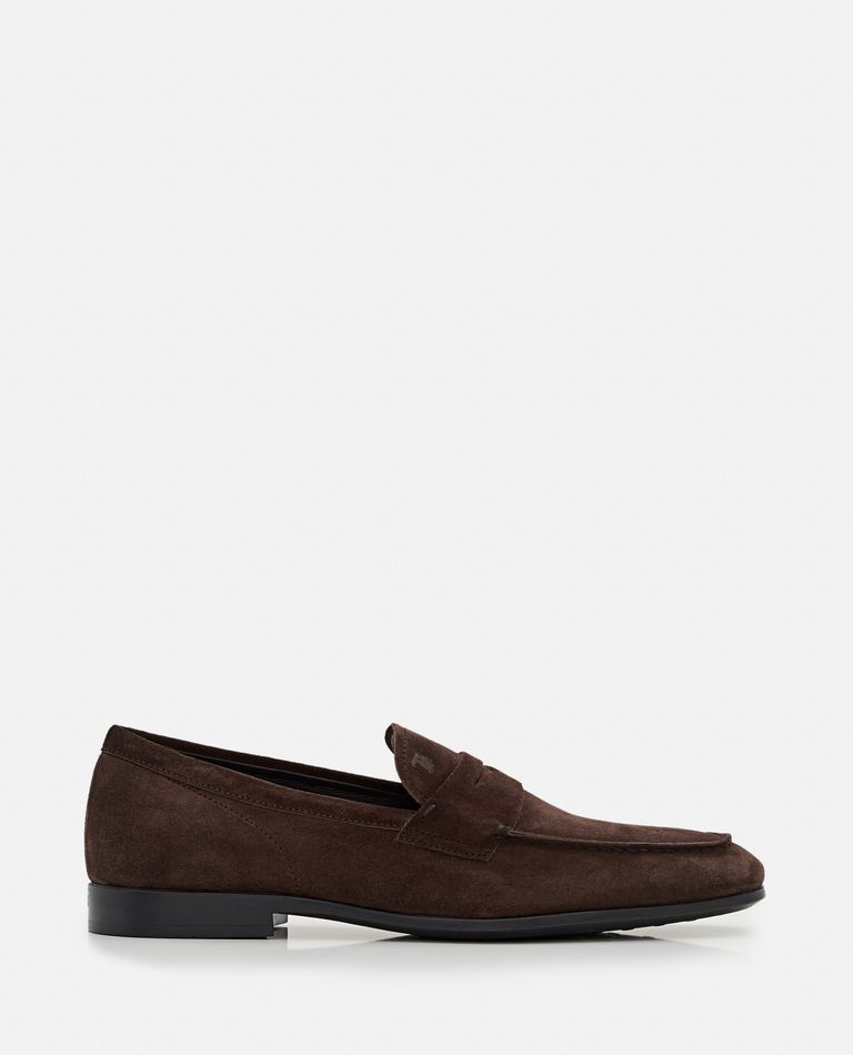 Shop Tod's Suede Loafers In Brown