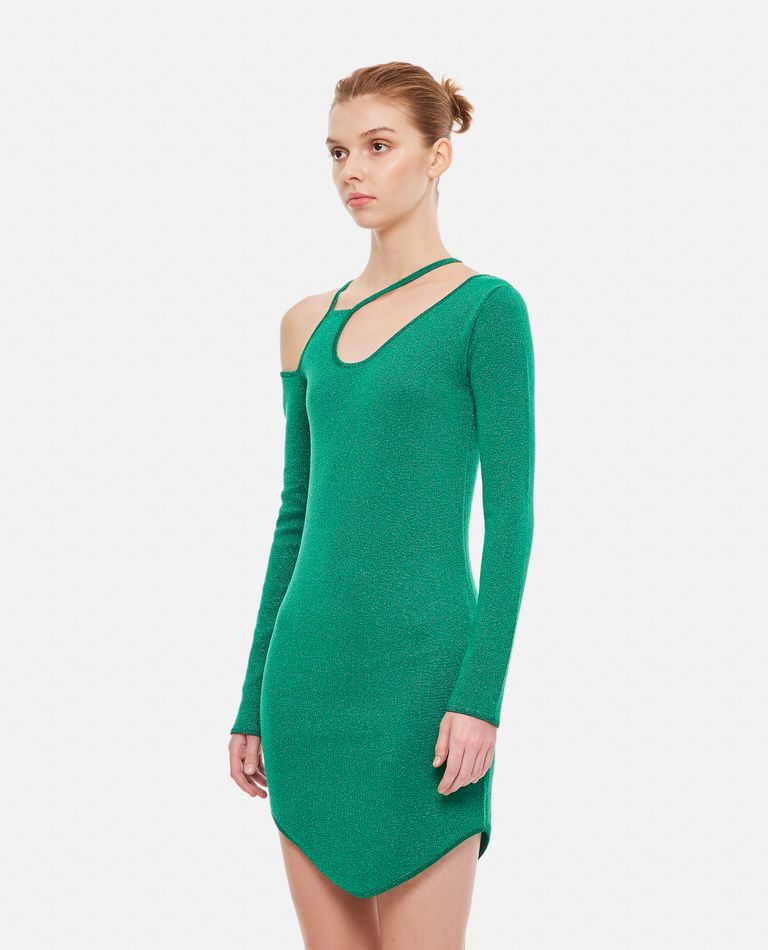 Shop Jw Anderson Cut Out Detail Asymmetric Dress In Green