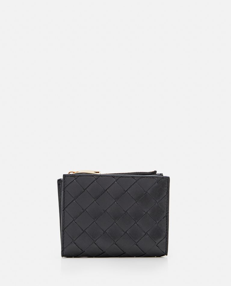 Bottega Veneta  ,  Small Bi-fold Leather Zip Wallet  ,  Black TU