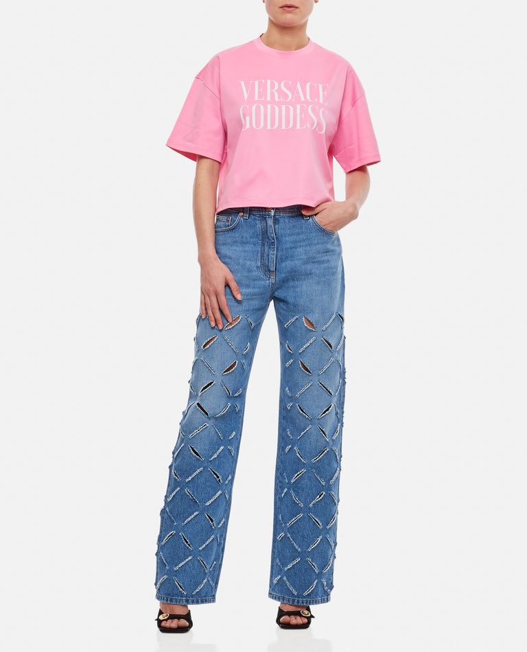 Versace Logo-print T-shirt In Rose