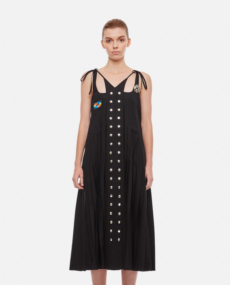 CHOPOVA LOWENA BLACK SNAP PLEATED DRESS