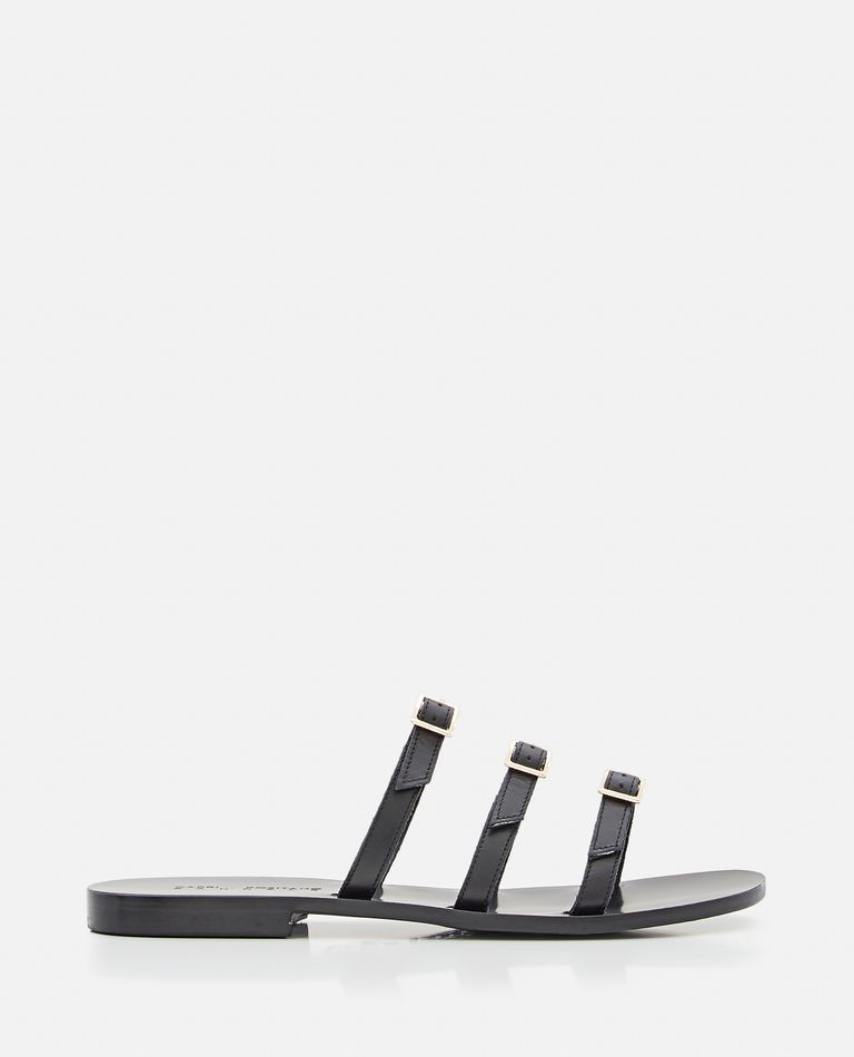Capri Positano  ,  Fiuggi Leather Flat Sandals  ,  Black 37