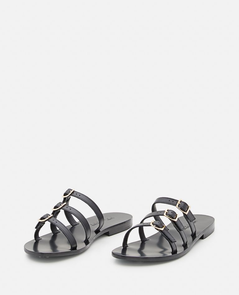 Capri Positano  ,  Fiuggi Leather Flat Sandals  ,  Black 36