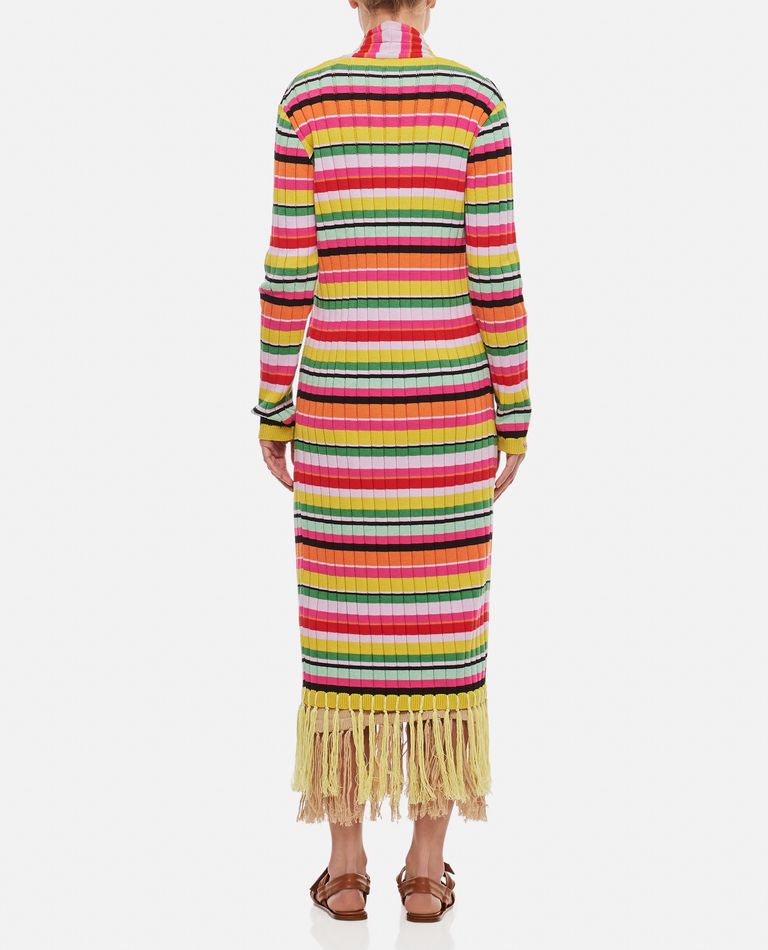 Gio+ Cotton Fringes Long Cardigan In Multicolor