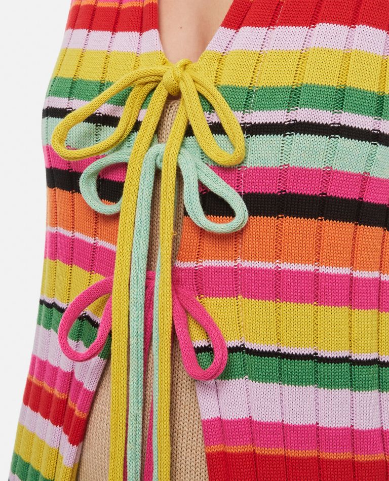 Shop Gio+ Cotton Fringes Long Cardigan In Multicolor