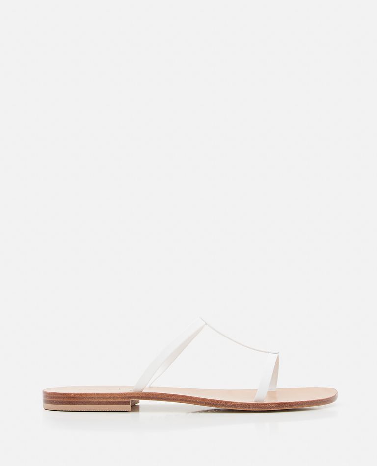 Capri Positano  ,  Triple Strap Leather Flat Sandals  ,  White 36