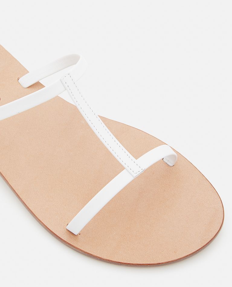 Capri Positano  ,  Triple Strap Leather Flat Sandals  ,  White 39
