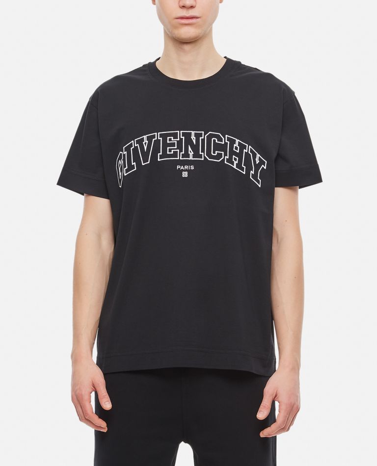 Shop Givenchy Classic Fit College Embroidery T- Shirt In Black