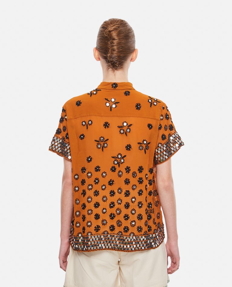 Bode New York  ,  Embroidered Viscose Shirt  ,  Orange XS-S