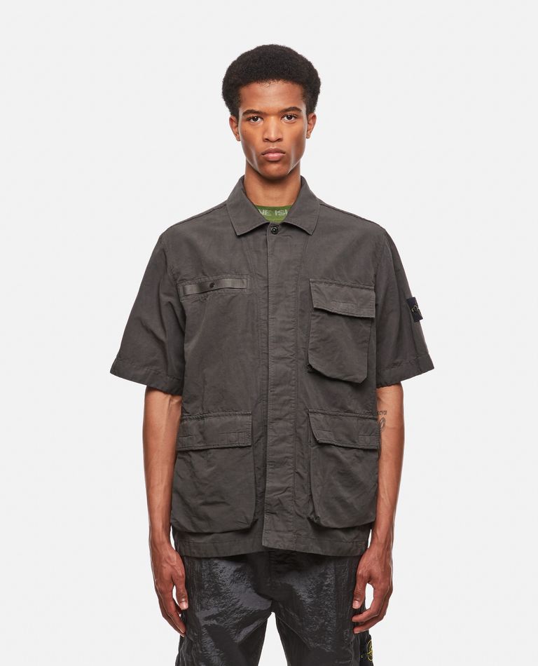 Stone island front shop pocket cotton shirt jacket