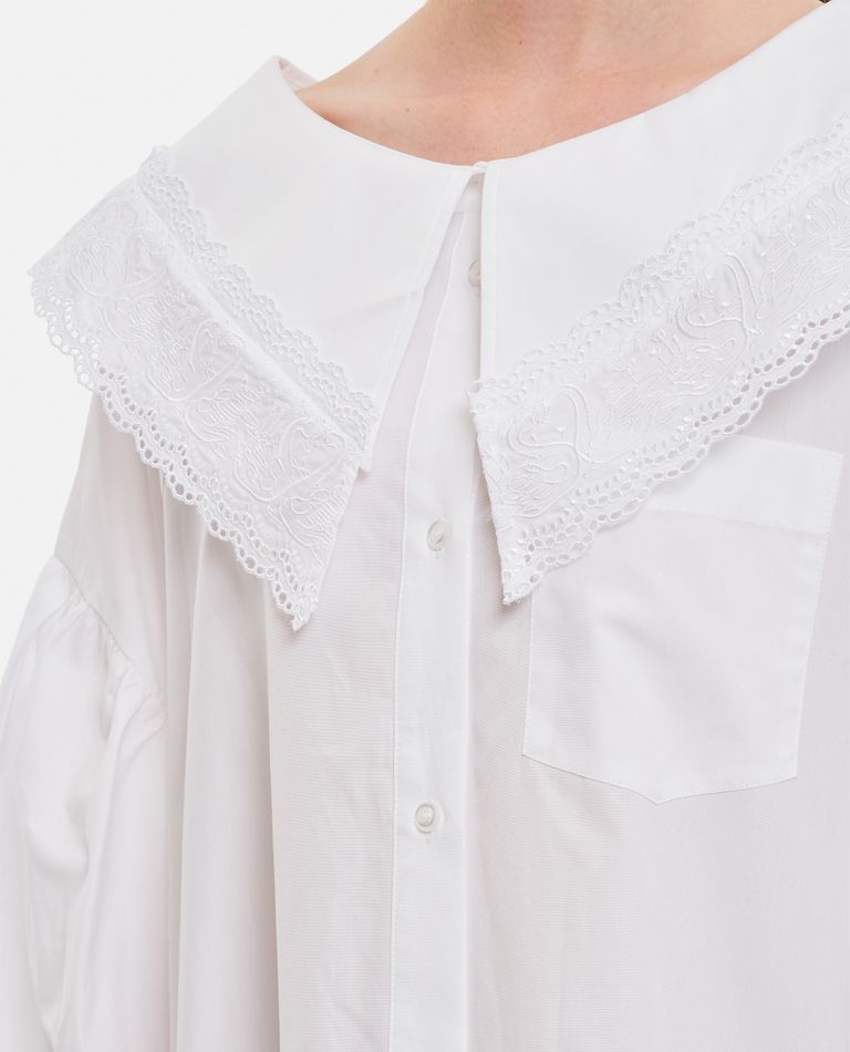 Simone Rocha  ,  Short Open Neck Signature Sleeve Shirt Dress W/trim  ,  White 6