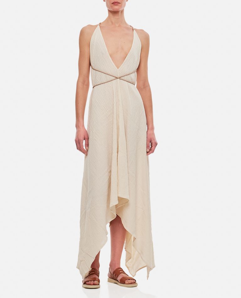 YATZIL COTTON MAXI DRESS WITH WOVEN LEATHER STRAPS for Women