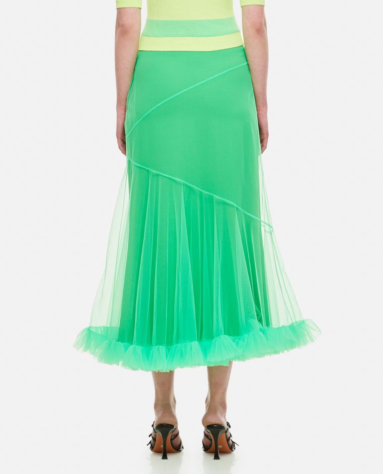 Green pleated hotsell tulle midi skirt