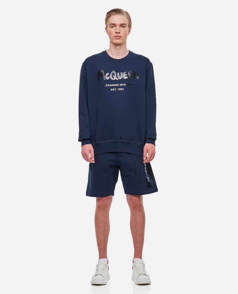 Alexander McQueen  ,  Cotton 'Graffiti' Shorts  ,  Blue XL