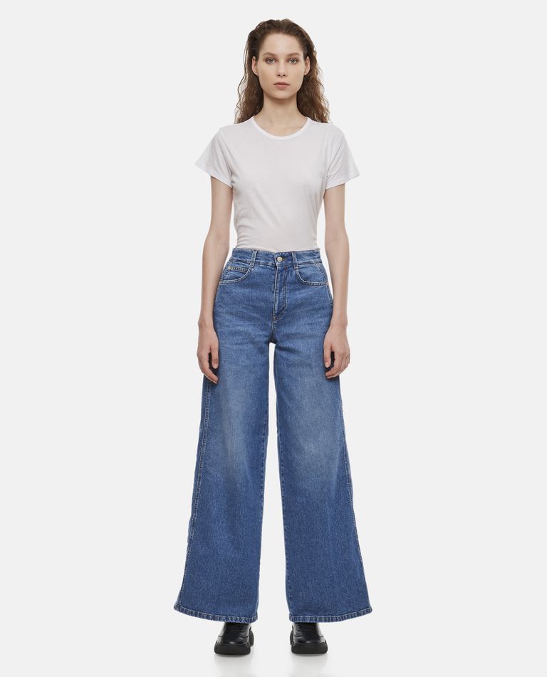 Shop Stella Mccartney Salt & Pepper' Logo Laser Wide-leg Jeans In Sky Blue