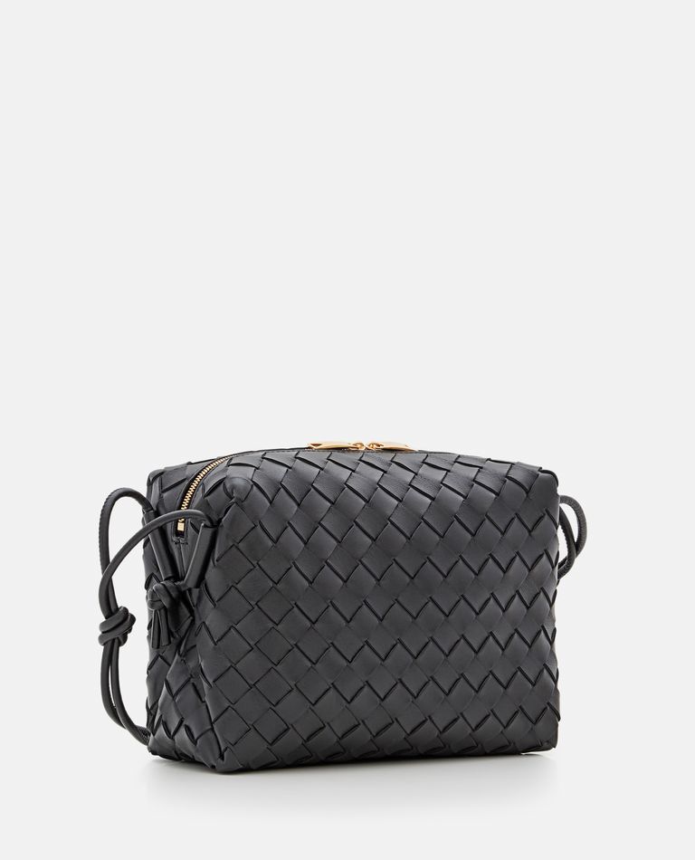 Shop Bottega Veneta Small Loop Leather Camera Bag In Black