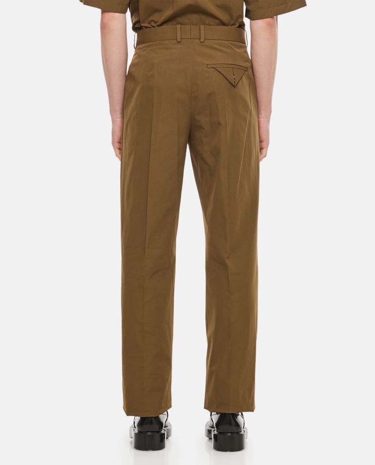 BOTTEGA VENETA ボッテガヴェネタ BEIGE COTTON PANTS BOTTEGA VENETA Belted pleated cotton-blend straight-leg