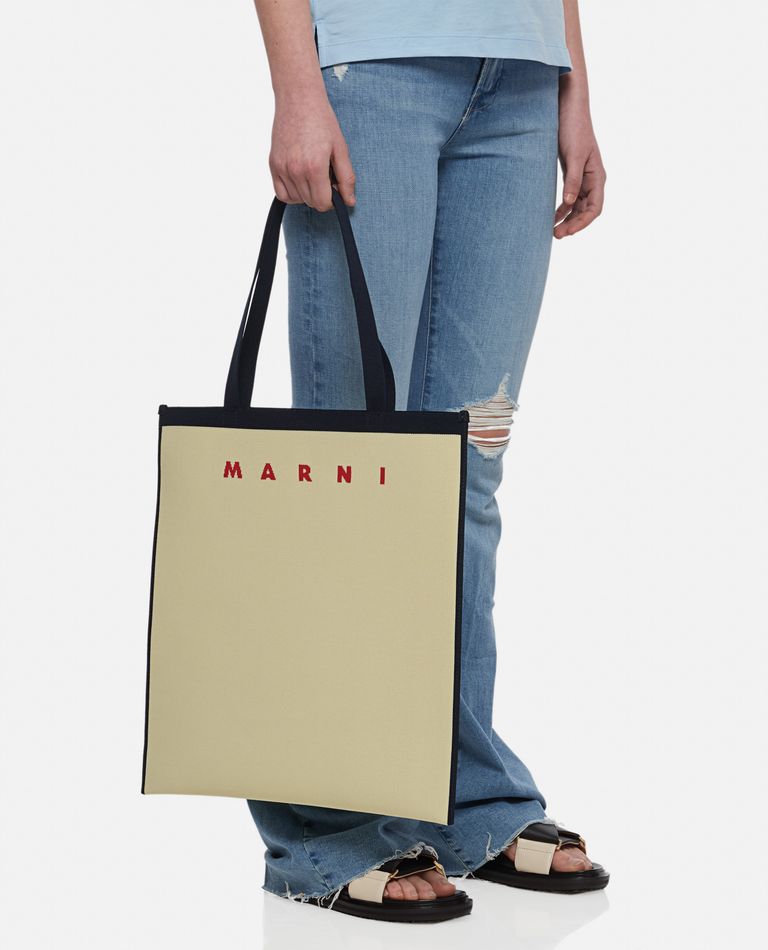トートバッグ MARNI LOGO PATCH FLAT KNIT SHOPPING BAG MARNI Shopping Knit Tote Bag | endource