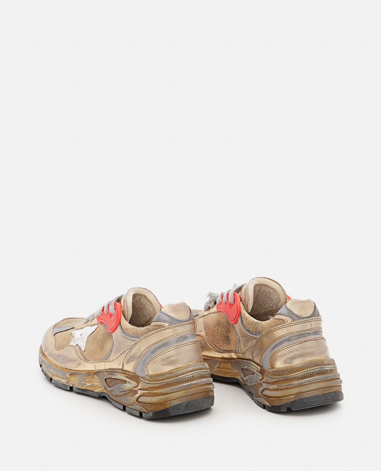 Golden Goose Running Sole Distressed-effect Sneakers In Gold