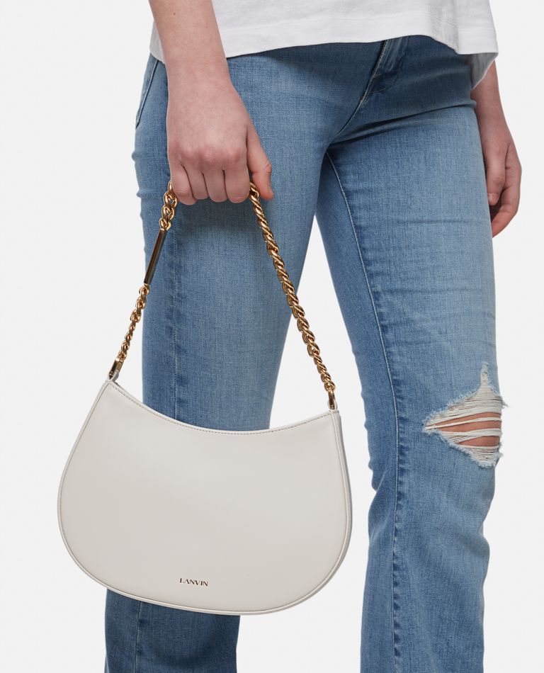 Lanvin  ,  Leather Hobo Bag With Chain  ,  White TU