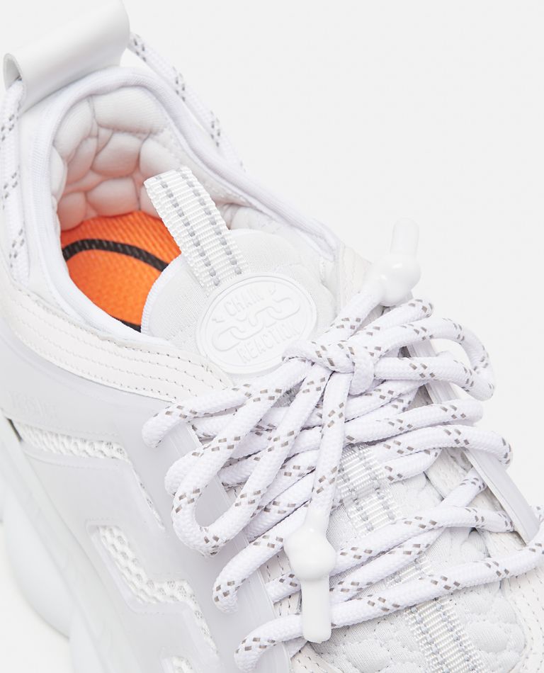 VERSACE: Chain Reaction sneakers in mesh and leather - White