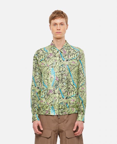 Shop Fendi Logo Chain Print Silk Shirt