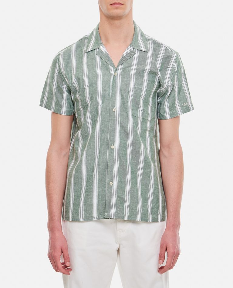 Shop Les Deux Lawson Stripe Ss Shirt In Green